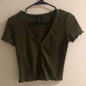 Green Crop Top With Button Detail | Forever21